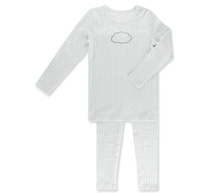Little Label – Cloud Herringbone Pajama (Light Blue Cotton)