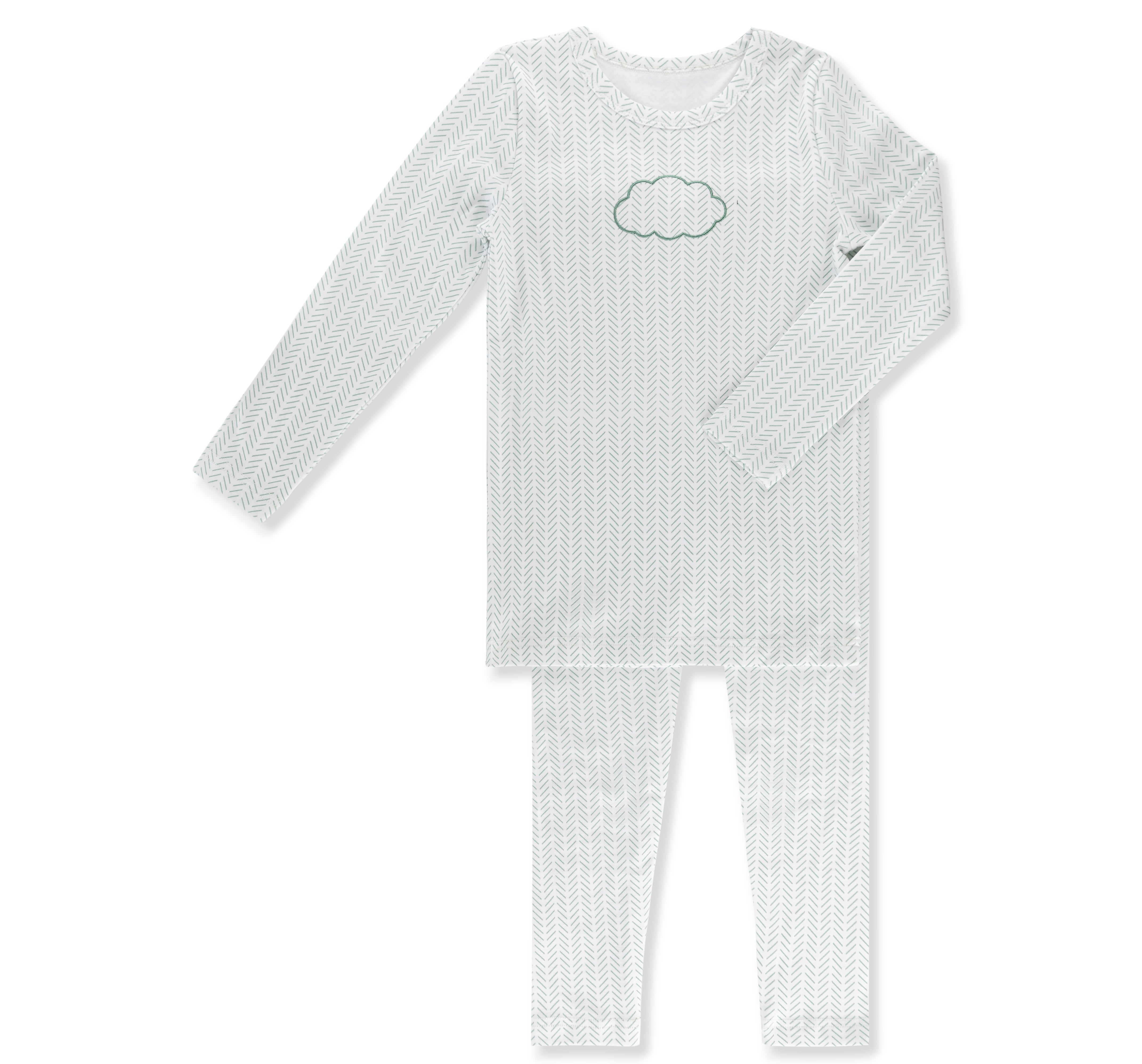 Little Label – Cloud Herringbone Pajama (Light Blue Cotton)