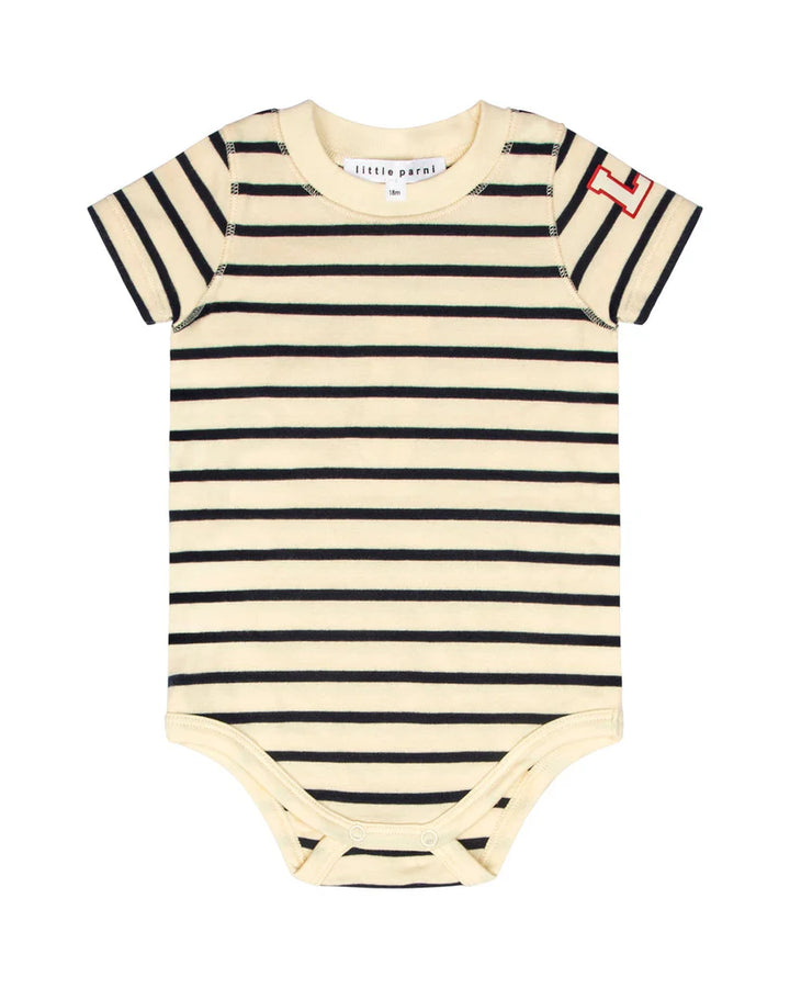 Little Parni Wide Striped Onesie Soft Cotton Baby Bodysuit Wide Stripe Design