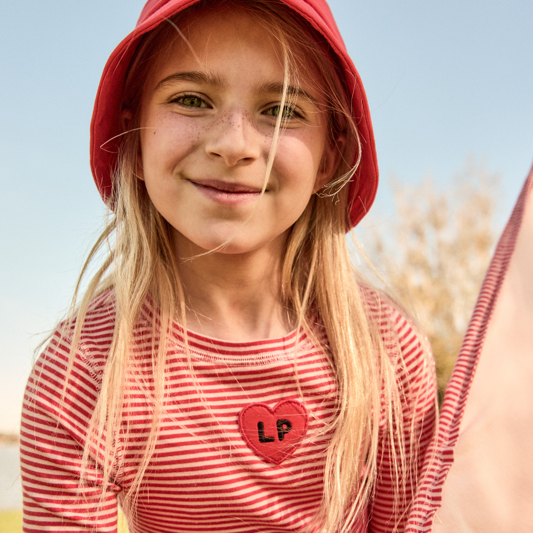 Little Parní – K622 Striped T-Shirt  (L/S) (Coral/Royal)