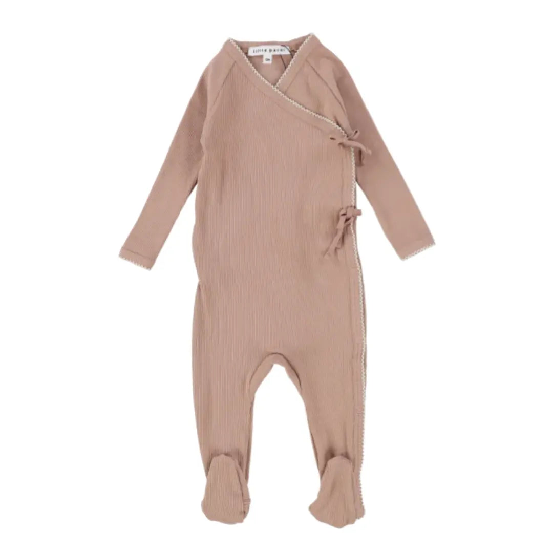 Little Parni Baby Pink Pico Stretchy Footie and Beanie Set Boutique Designer Pima Cotton Newborn Sleep and Play