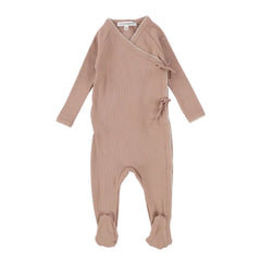 Little Parni Baby Pink Pico Stretchy Footie and Beanie Set Boutique Designer Pima Cotton Newborn Sleep and Play