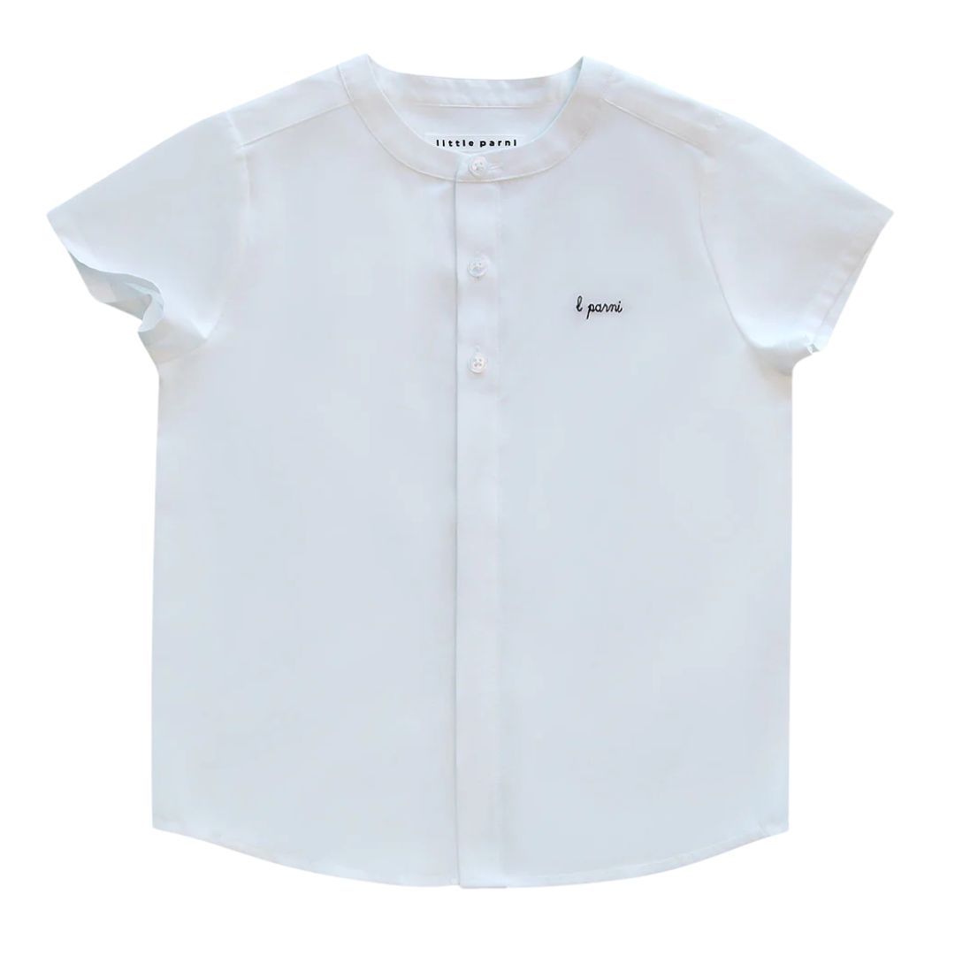 White shirt with brand logo on a white background