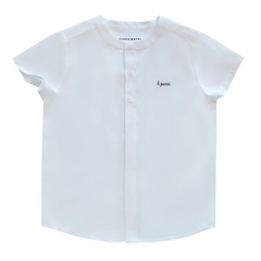 White shirt with brand logo on a white background
