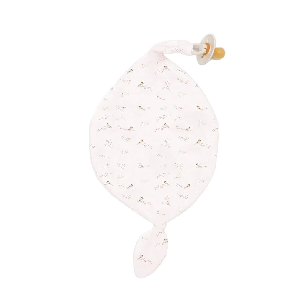 Ely's & Co Cream Vintage Birds Bamboo Muslin Paci Lovey