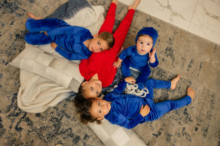 Little Label Red Velour Embroidered Pocket Grandpa Pjs