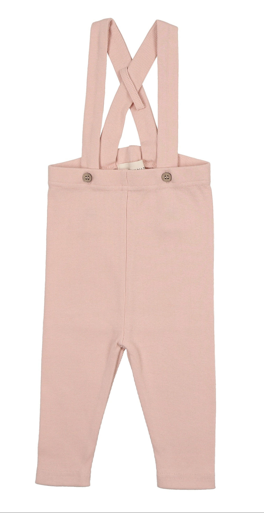 Pink children's overalls with suspenders on a white background