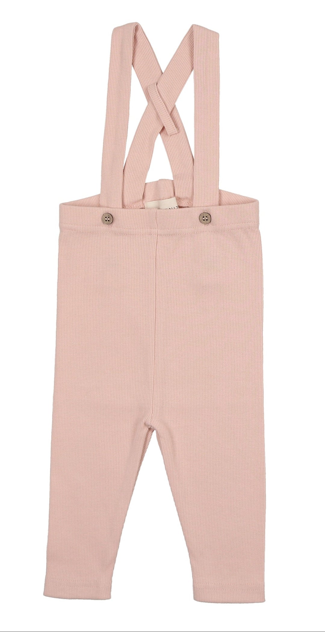 Pink children's overalls with suspenders on a white background