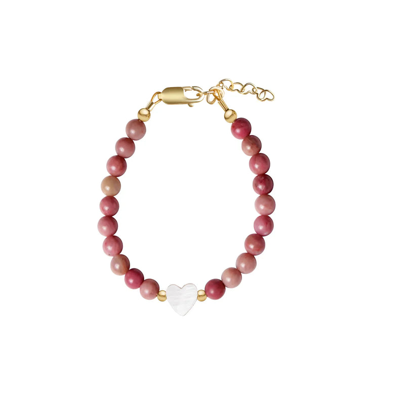 CIRCLETS MAUVE BEADS WHITE HEART