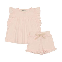 Mema Knits Rose Ruffled Tee + Shorts