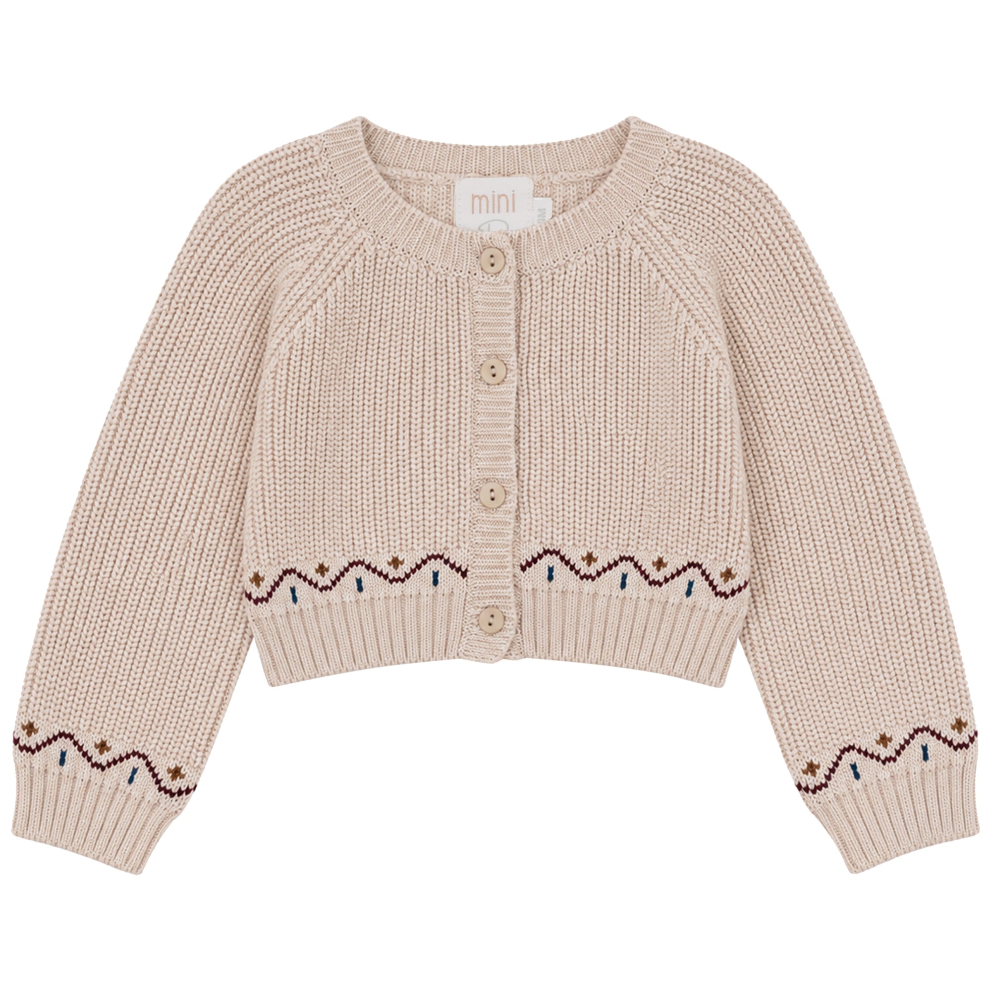 Mini P Knit Cardigan Cream