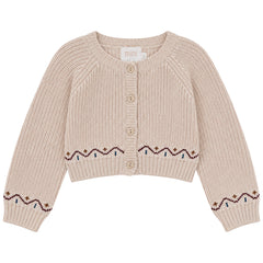 Mini P Knit Cardigan Cream