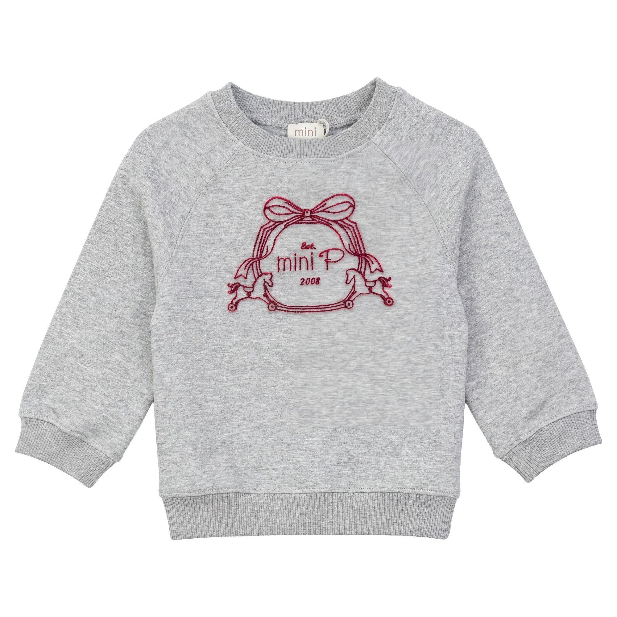 Mini P Velvet Emblem Sweatshirt Grey-Red