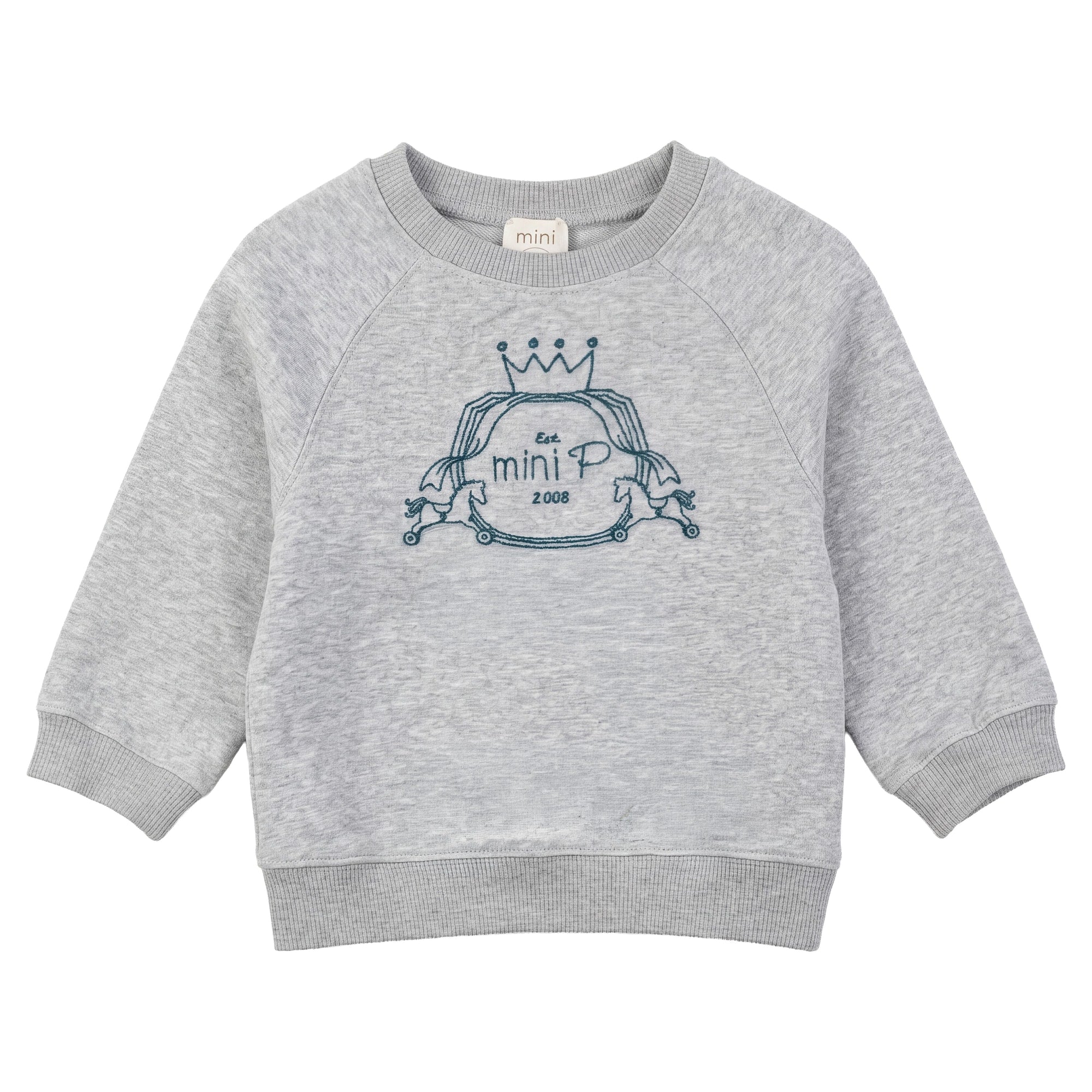 Mini P Velvet Emblem Sweatshirt Grey-Teal