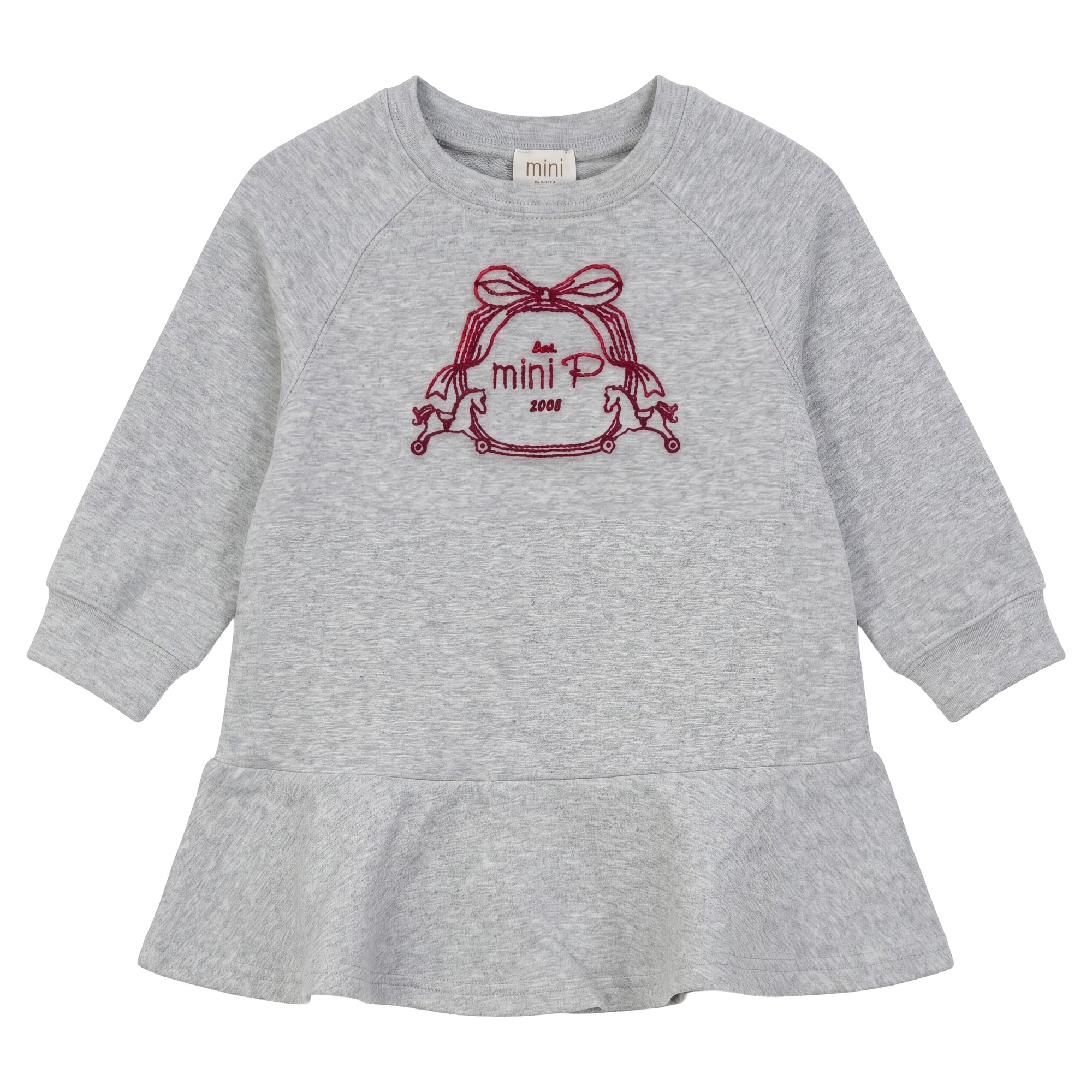 Mini P Velvet Emblem Sweat Dress Grey-Red