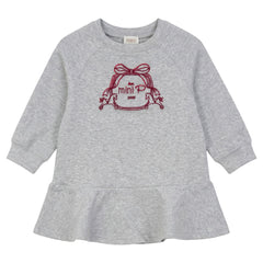 Mini P Velvet Emblem Sweat Dress Grey-Red