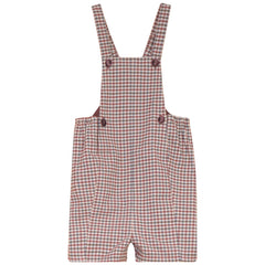 Mini P – Plaid Velvet Button Overall | Burgundy