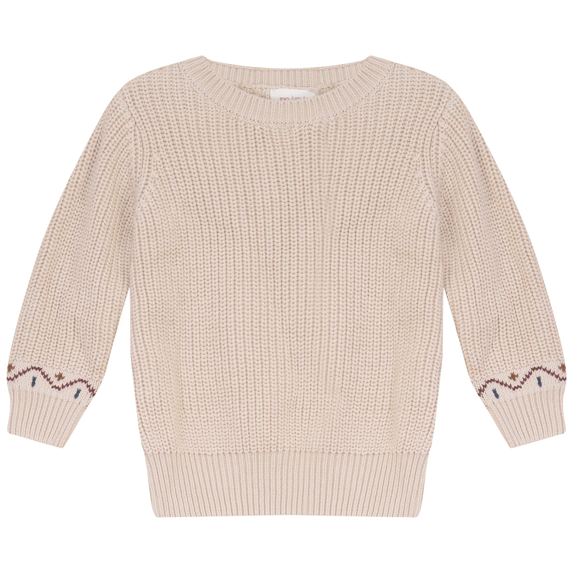 Mini P – Chunky Knit Round Neck Sweater | Cream