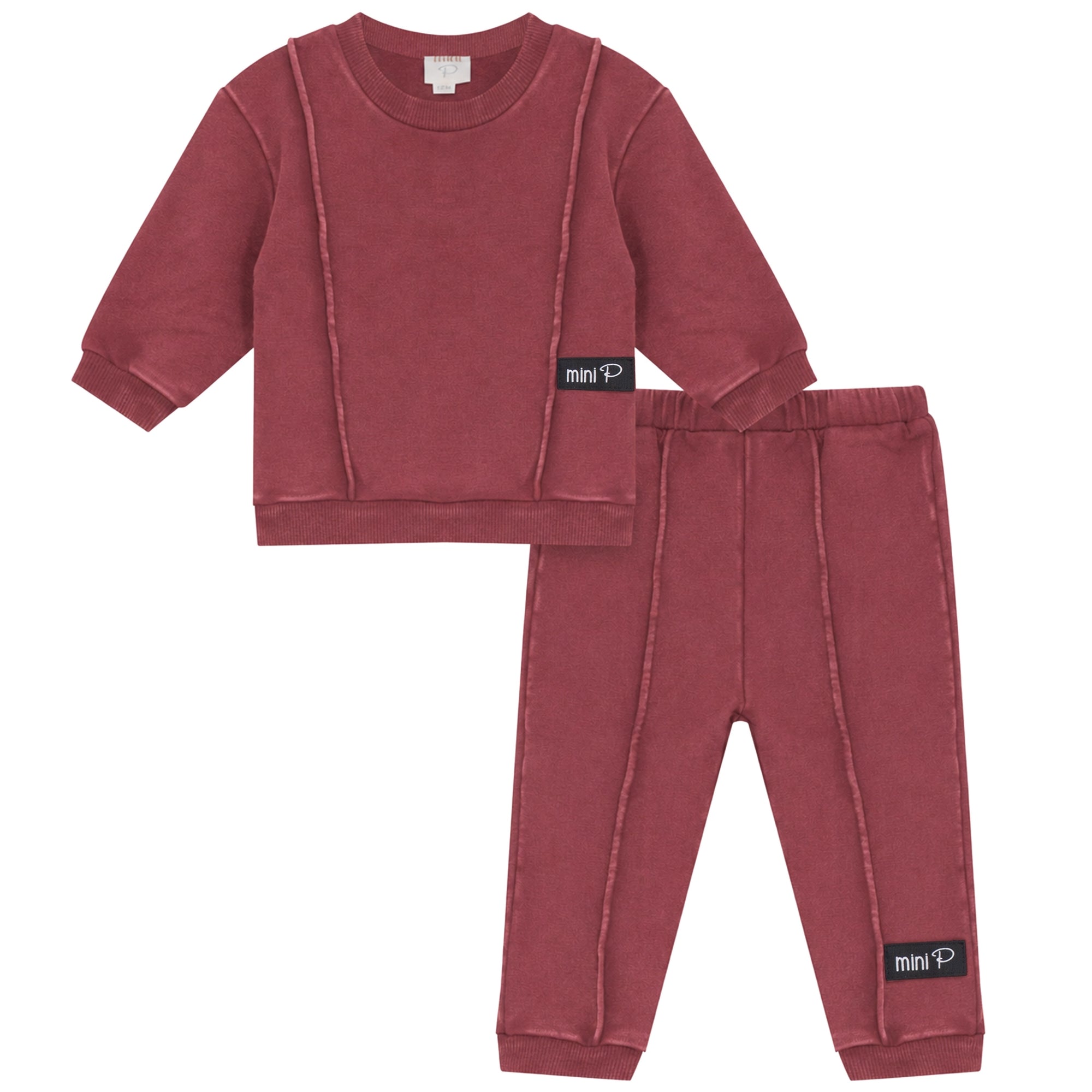 Mini P Washed Sweatshirt Set Red