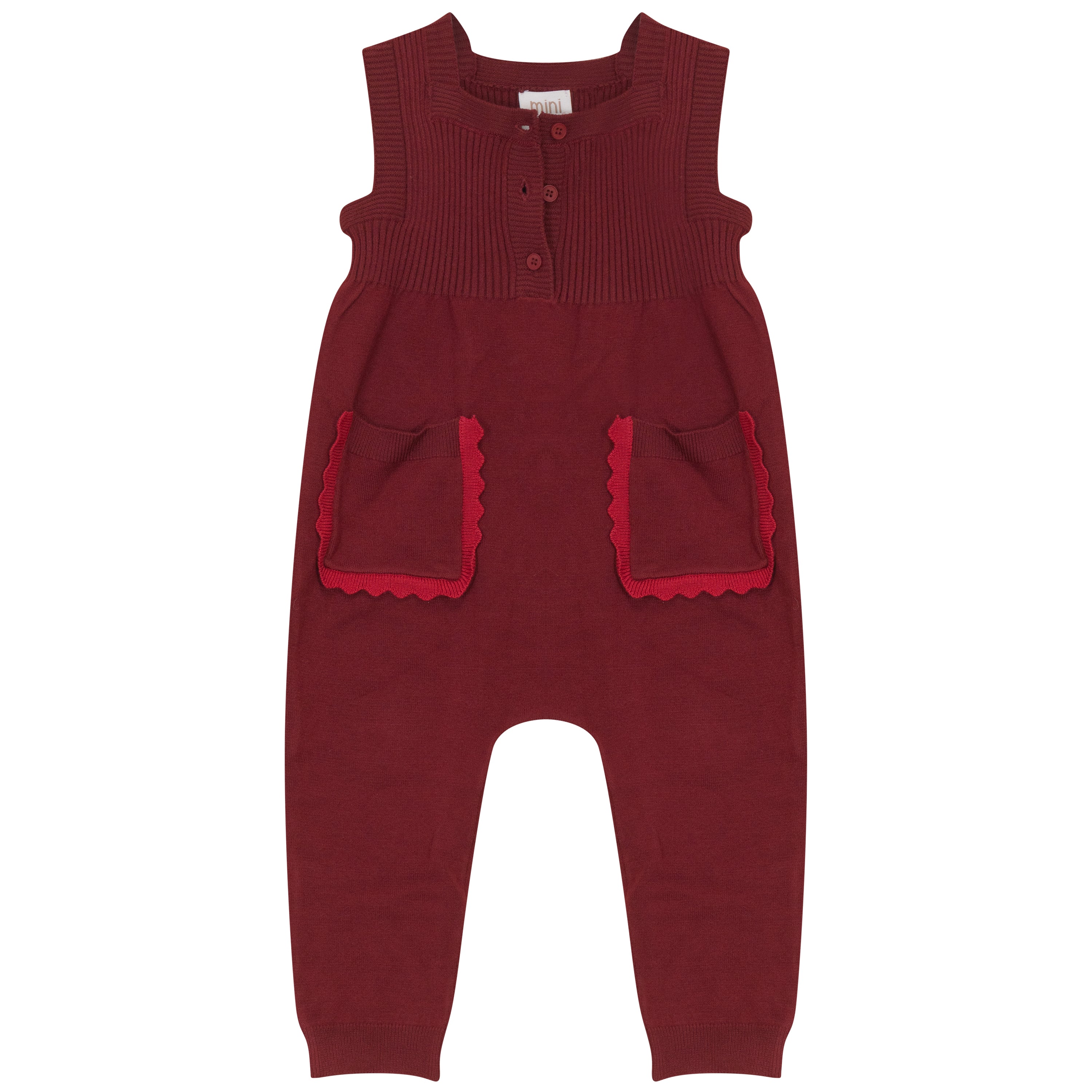 Mini P – Tonal Red Knit Romper | Red