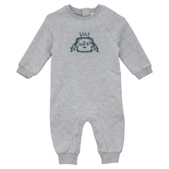 Mini P – Velvet Emblem Onesie | Grey & Teal