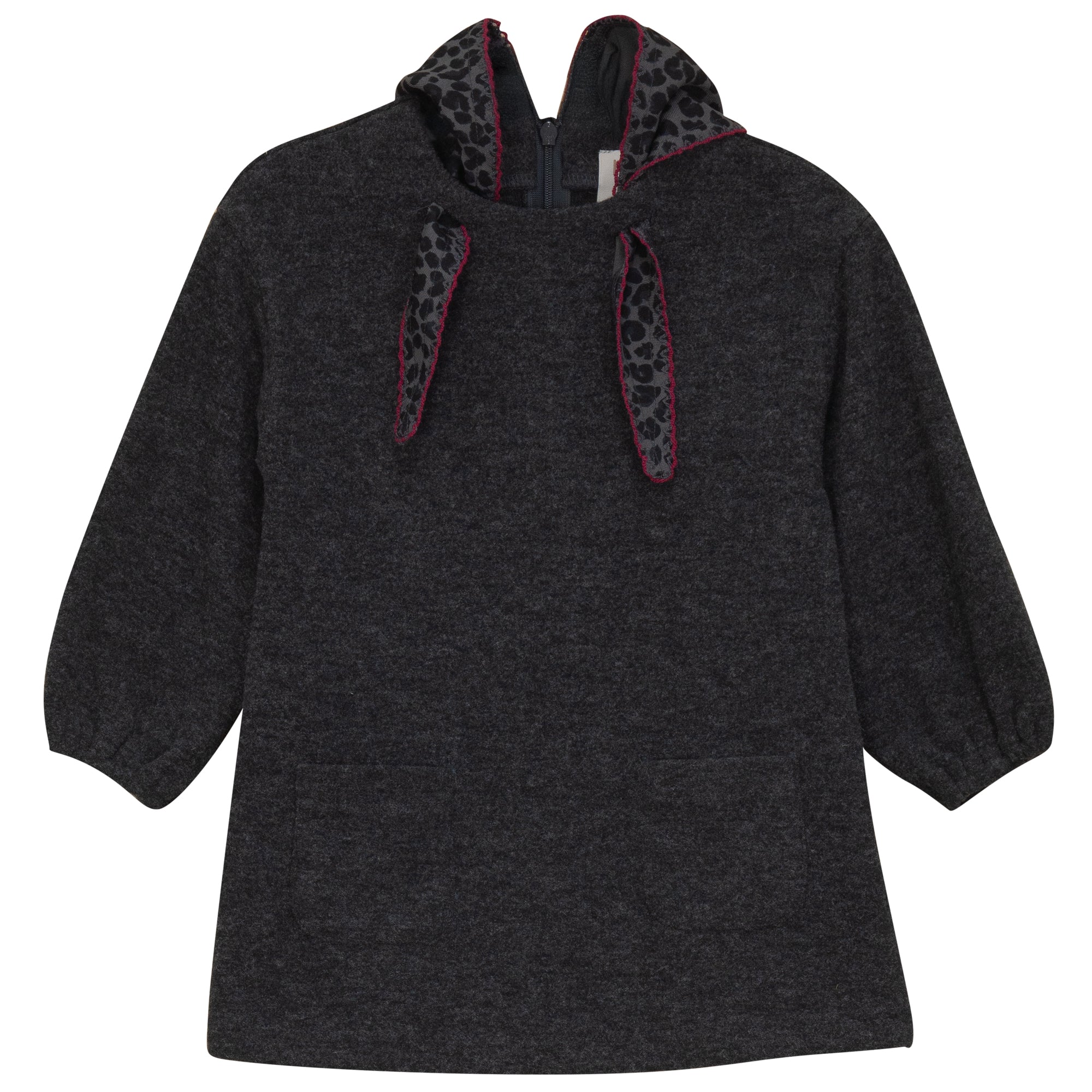 Pompomme Grey Tie Detail Knit Dress
