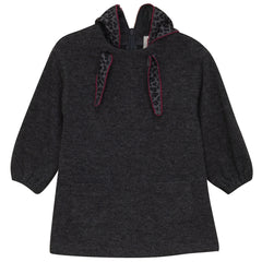 Pompomme Grey Tie Detail Knit Dress