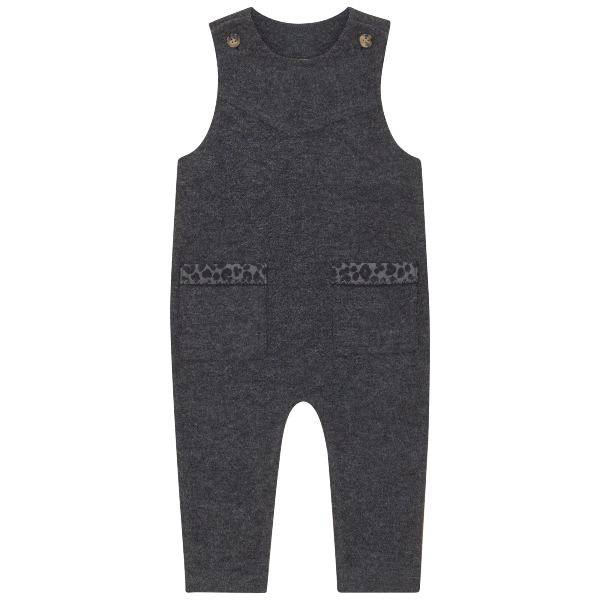 Pompomme Grey Print Detail Knit Romper