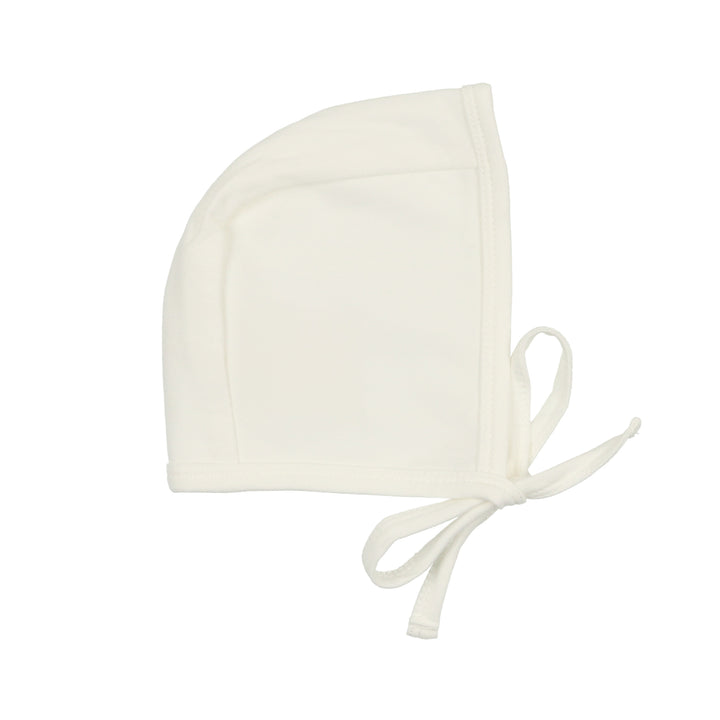 Maniere Cream Elegant Embroidery Footie + Bonnet