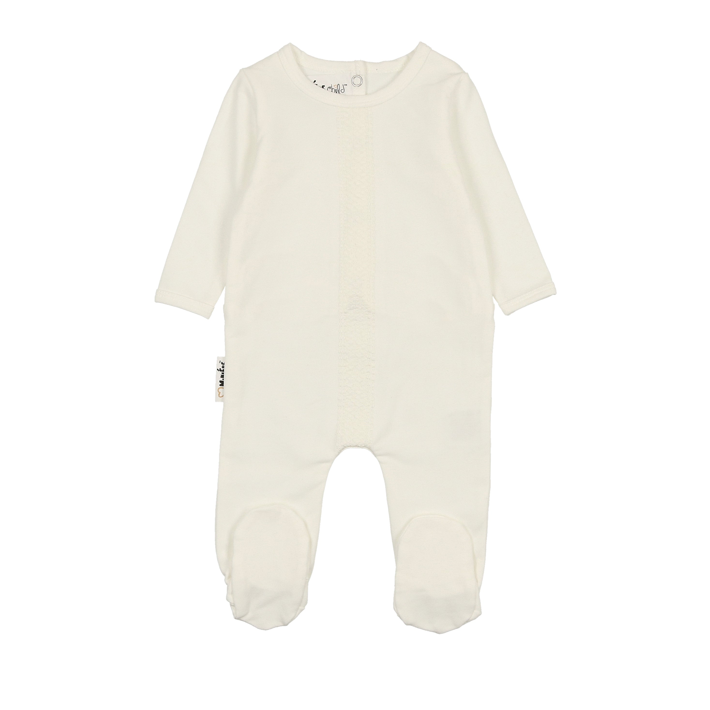 Maniere Cream Elegant Embroidery Footie + Bonnet