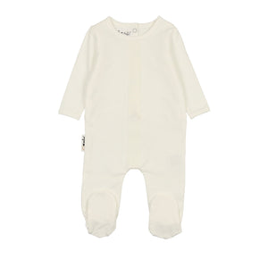 Maniere Cream Elegant Embroidery Footie + Bonnet