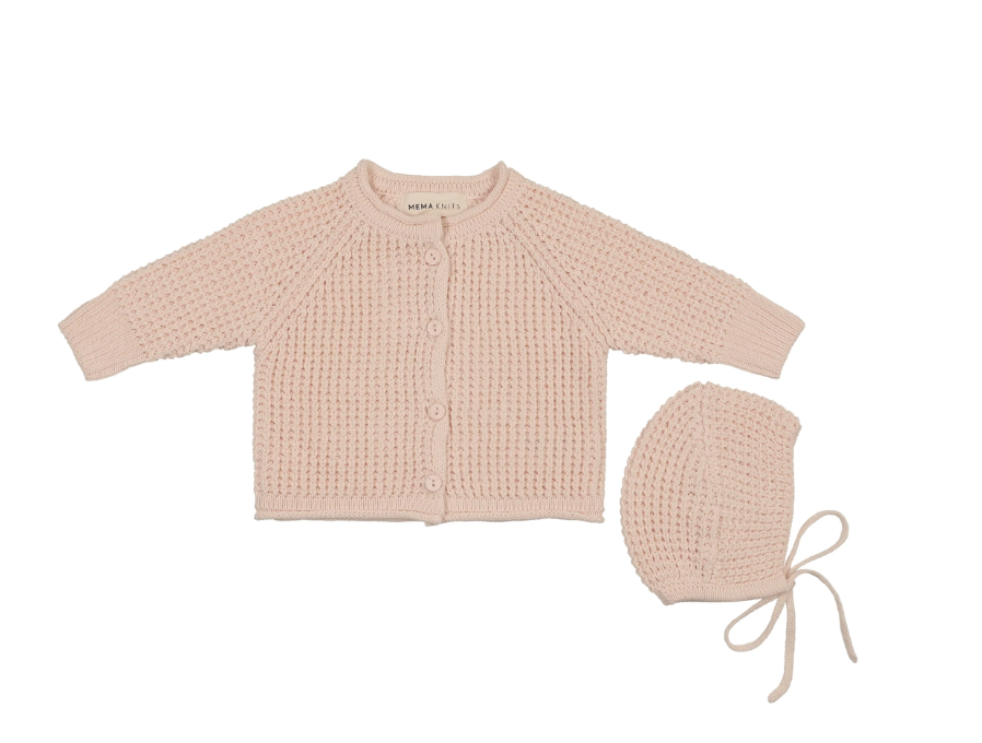 Mema Knits knit jacket and bonnet set