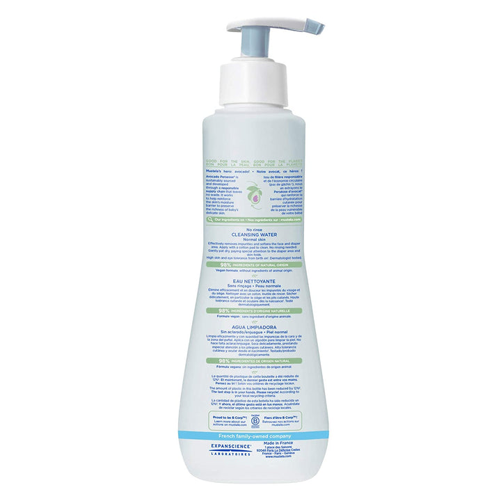 mustela no rinse cleansing water micellar water cleanser for babys face body diaper
