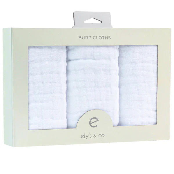 elys co 3 pack muslin burp cloths solid white