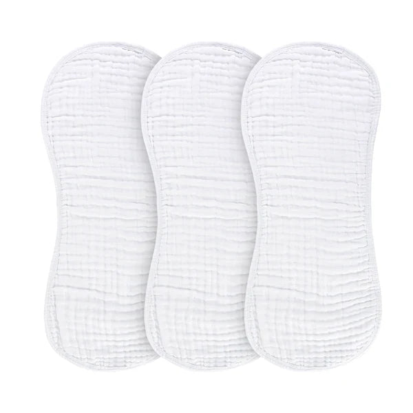 elys co 3 pack muslin burp cloths solid white
