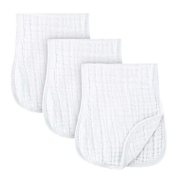elys co 3 pack muslin burp cloths solid white
