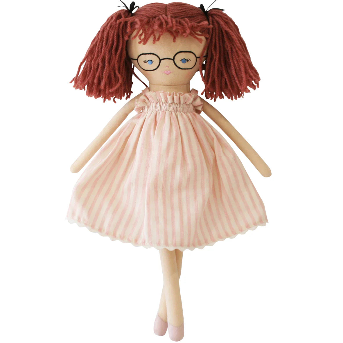 Nikki Pink Stripe Doll – Alimrose Baby Soft Fabric Doll in Pink Dress | Little Loungers