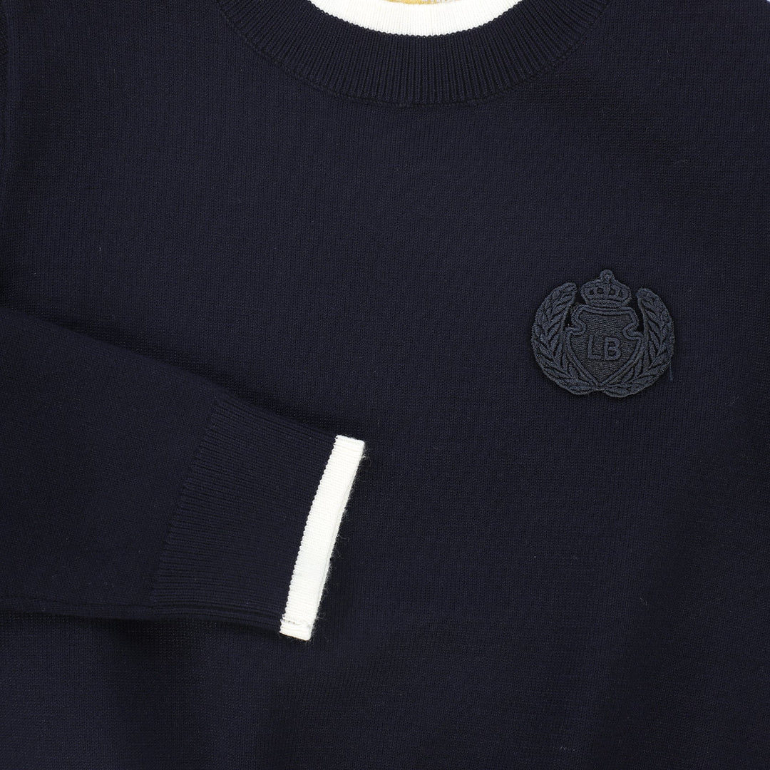 Le Bourdon Navy Trim Border Sweater