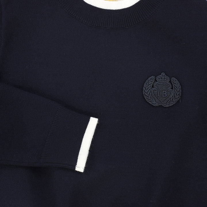Le Bourdon Navy Trim Border Sweater