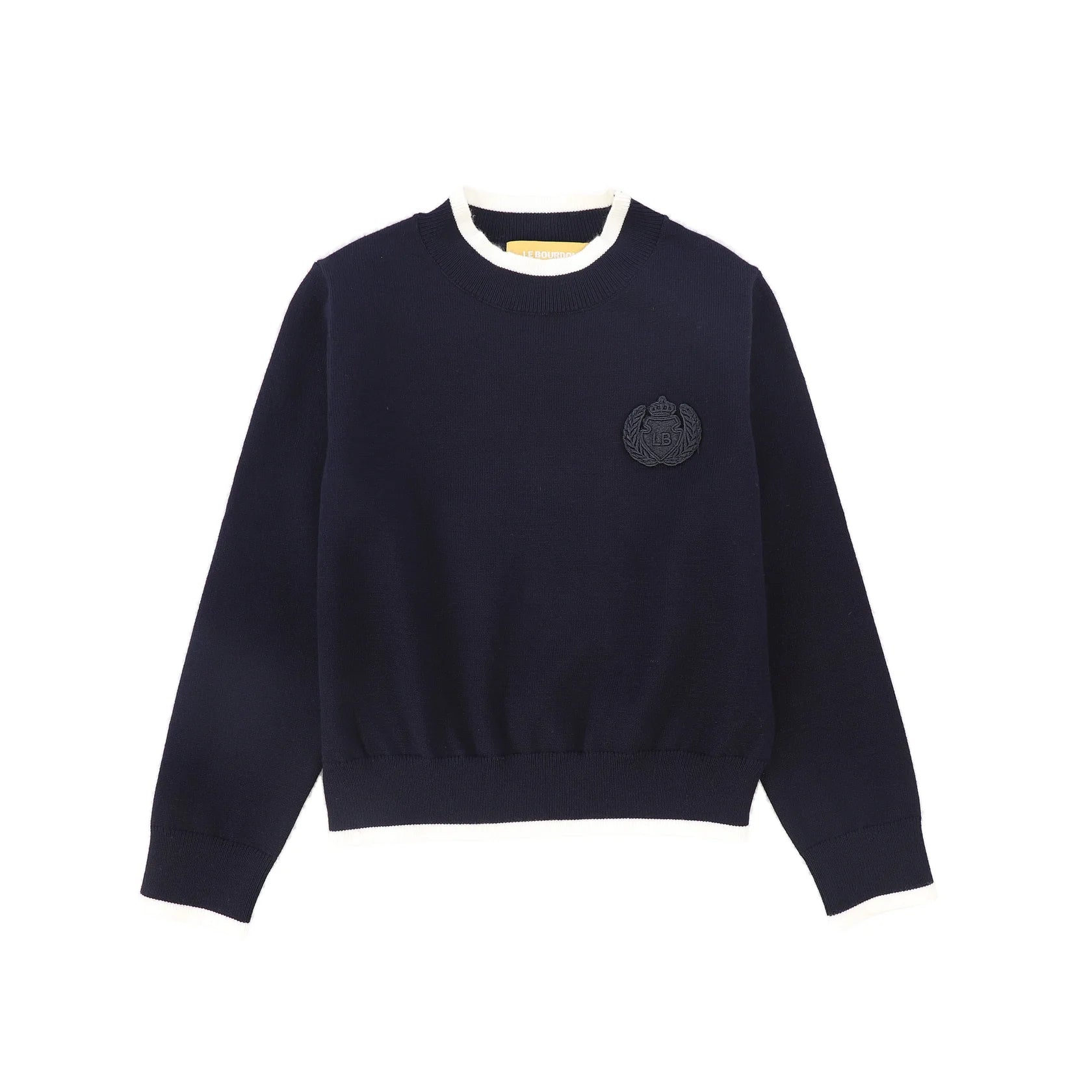Le Bourdon Navy Trim Border Sweater