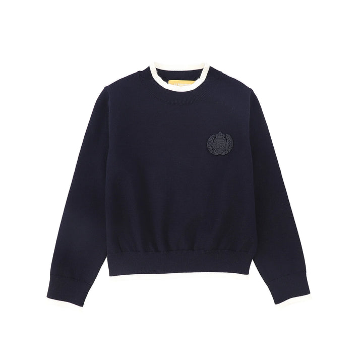 Le Bourdon Navy Trim Border Sweater