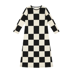Black and white checkered dress on a white background
