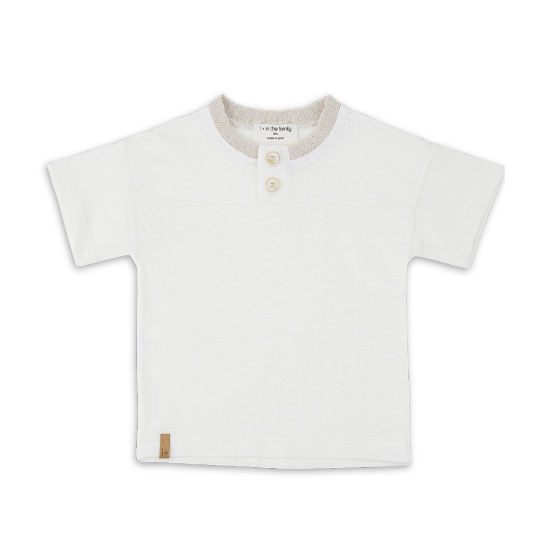 1+ in the family Off White Short Sleeve T Shirt Soft Cotton Kids Top