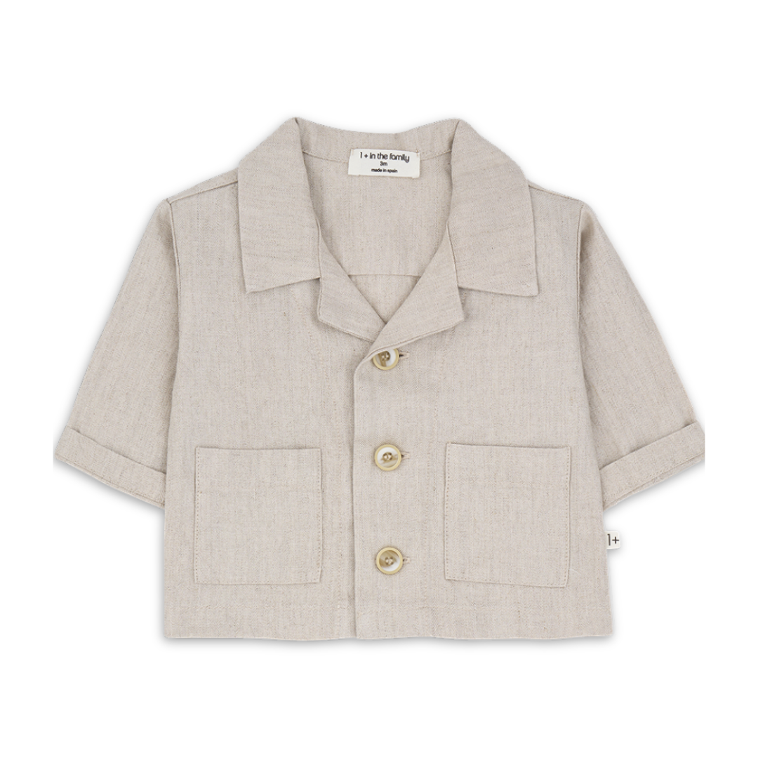 1+ in the family Beige Jacket Neutral Lightweight Cotton Button Front Jacket