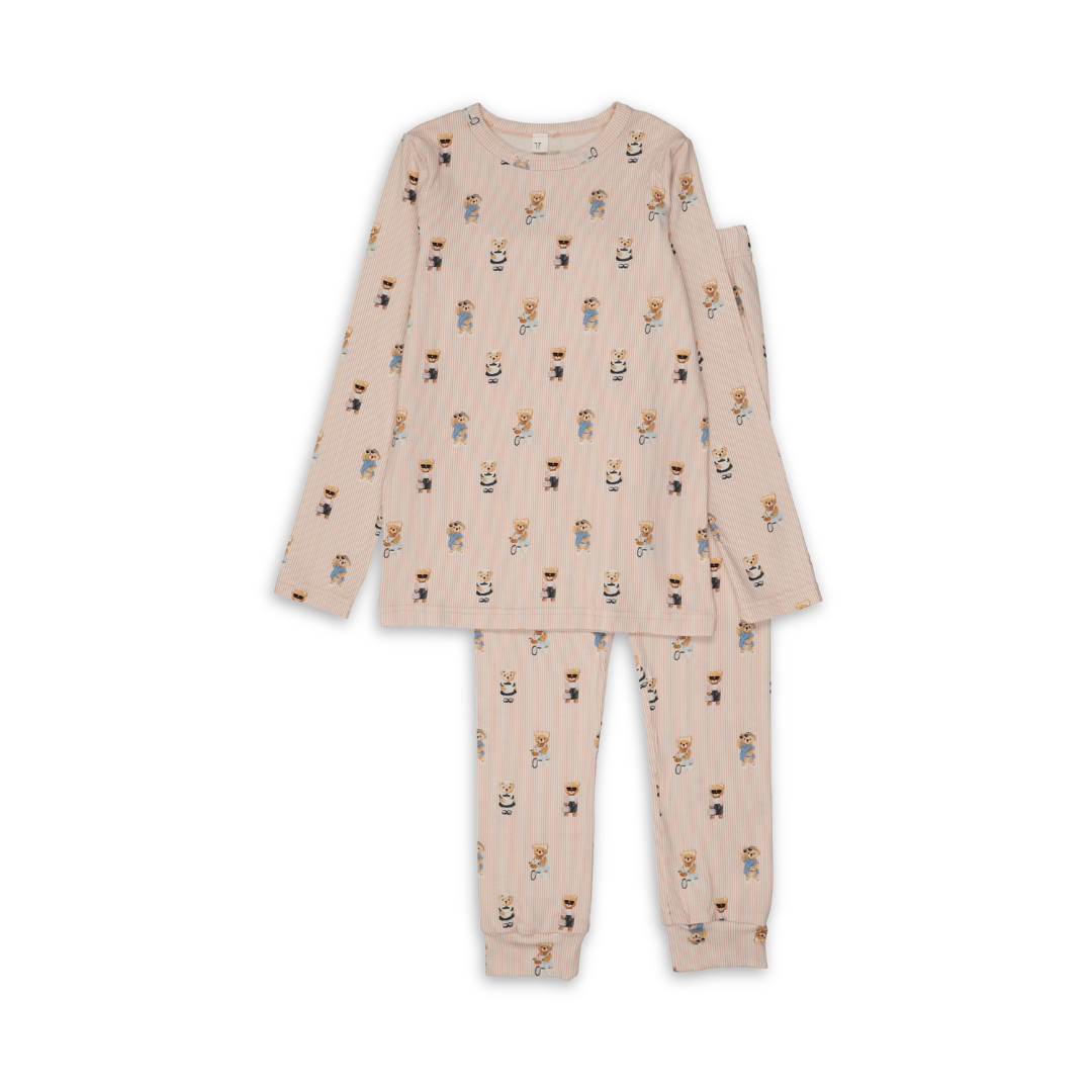 Bopop Bear Pajamas Soft Cotton Kids Sleepwear Set Cute Bear Print