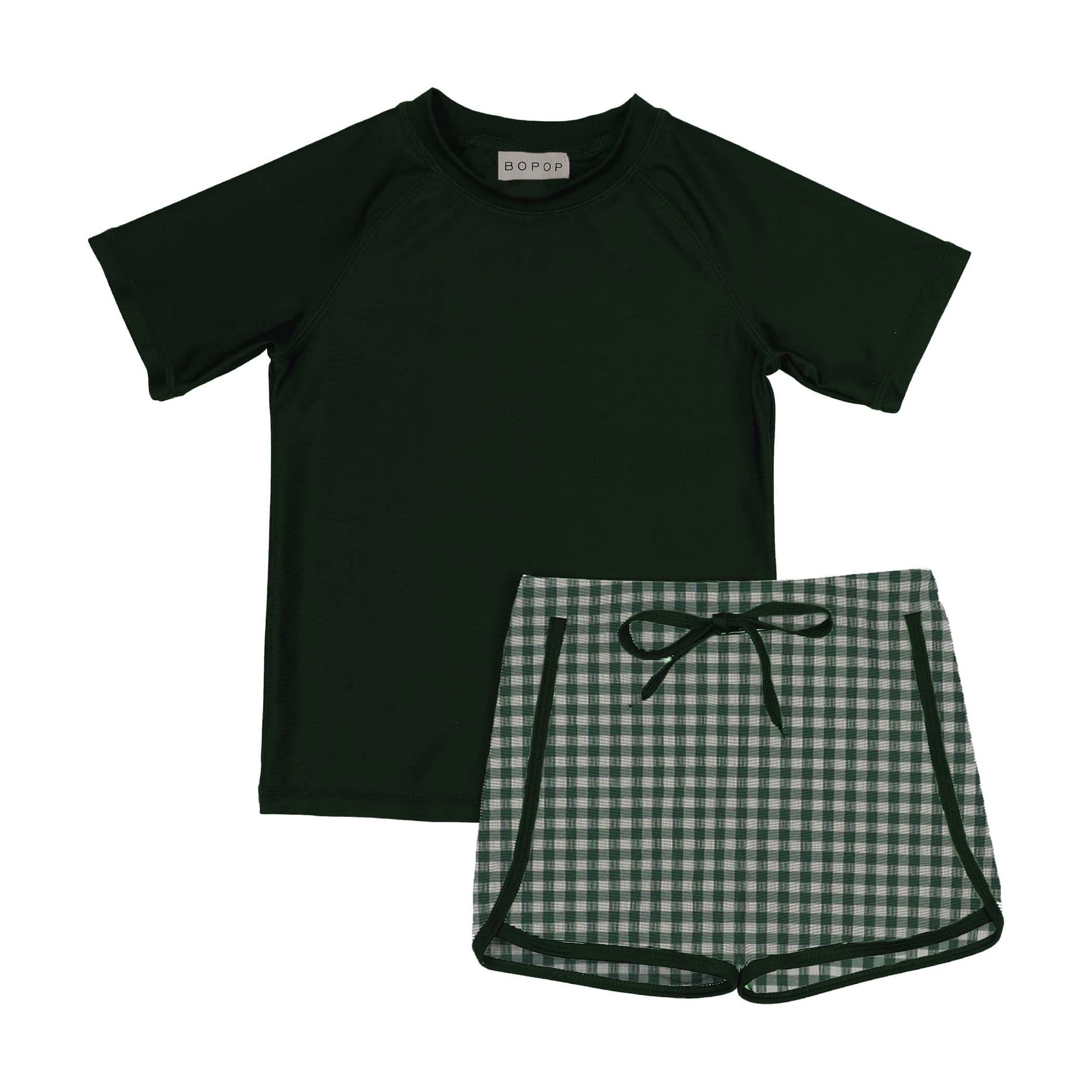 Bopop - Boys Swim Set - Green Gingham