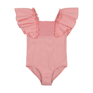 Bopop  - Girls Swimsuit Gingham (Pink/Green)