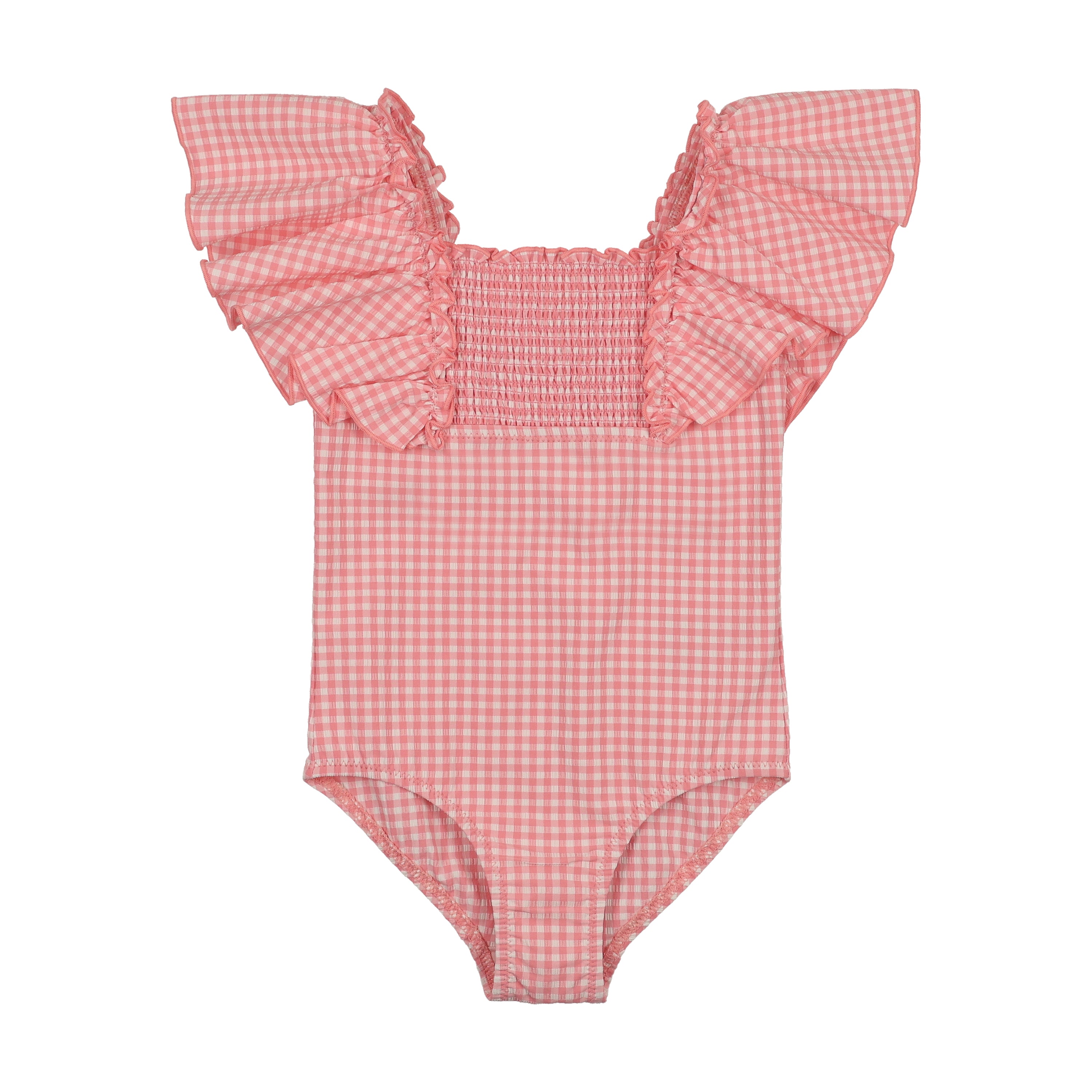 Bopop  - Girls Swimsuit Gingham (Pink/Green)