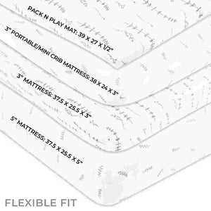 Pack N Play | Portable Crib Sheet Set - 2 Pack - Forest Grey Leaf