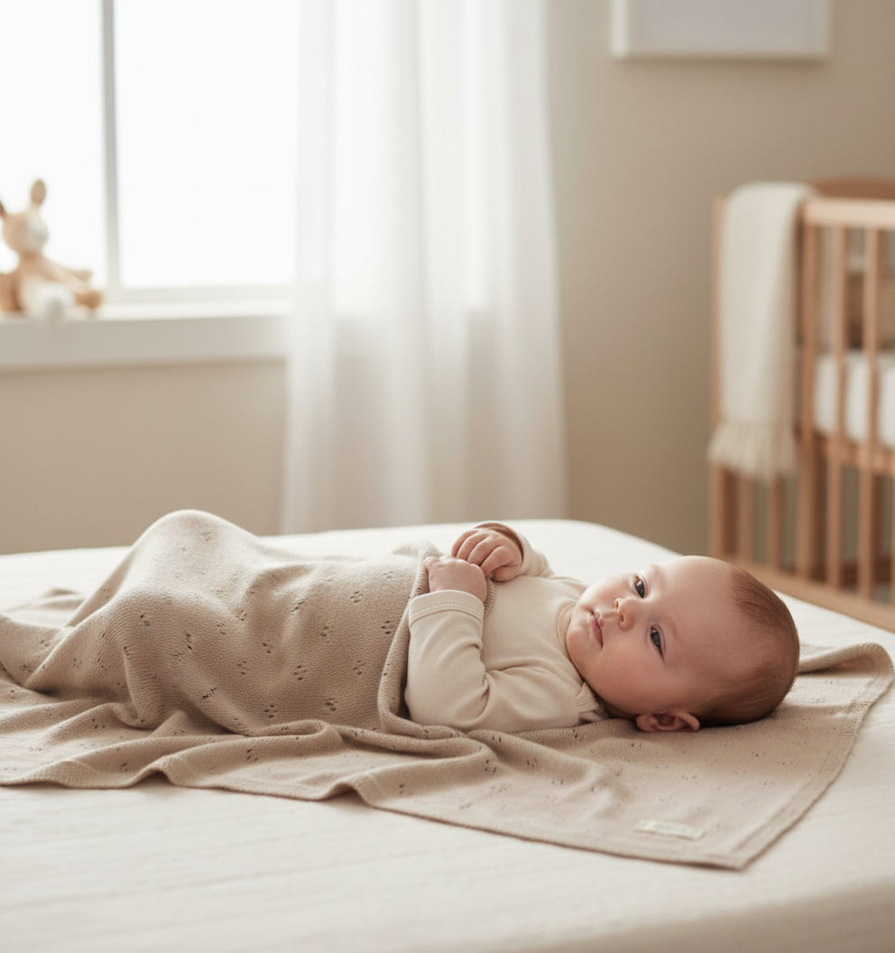 Latte Baby Bamboo Pointelle Knit Blanket